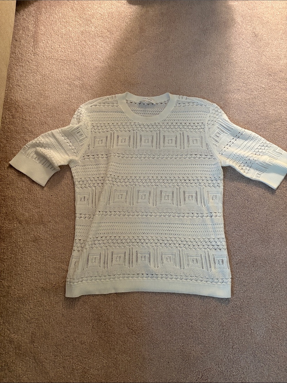 Frame Denim Women’s Crewneck Openwork Sweater in Off-White Cream